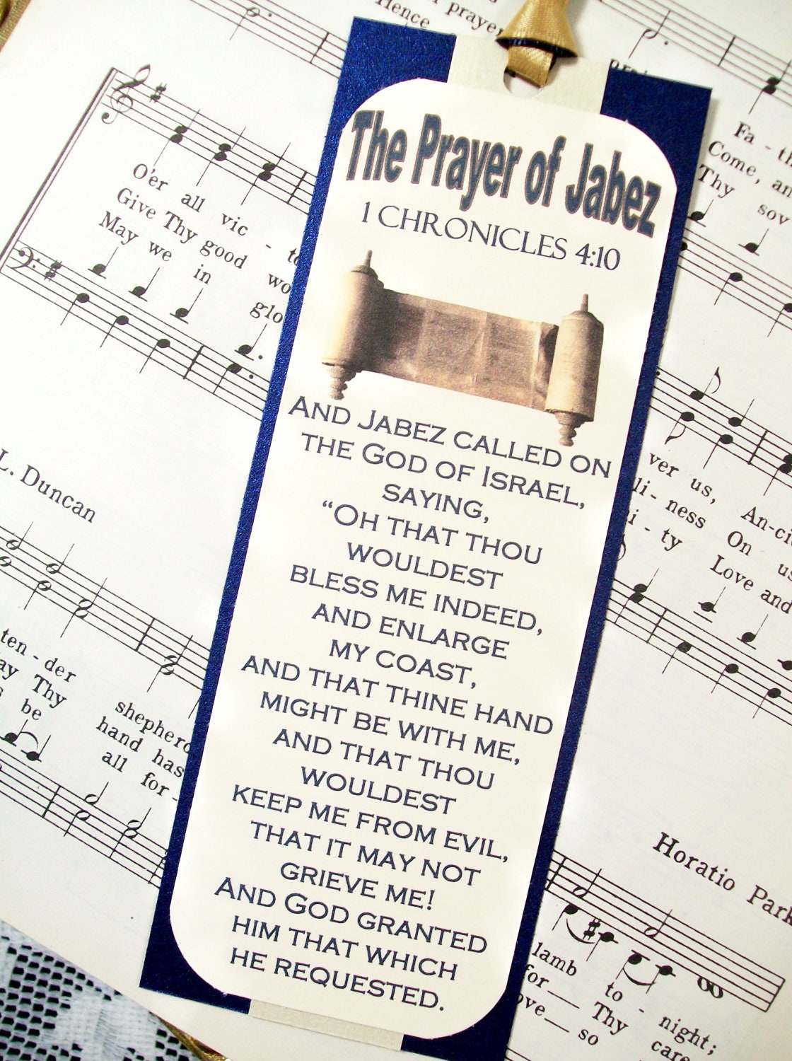 Bookmark Prayer of Jabez Bookmark in Navy and Cream