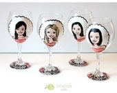 Custom Bridesmaid Gifts (1) Hand-Painted Wedding Party Glasses (Wine Glass)