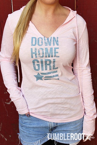Down Home Girl - Rolling Stones and Jason Aldean Inspired - Patriotic Hoodie - Stars and Stripes