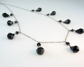 Art Deco Necklace French Jet Briolette Black Faceted Glass Vintage 1920s 1930s Jewelry