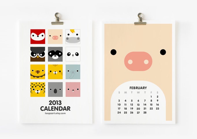 SALE - 2013 Calendar Cute Animal 4 x 6 Free Shipping