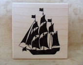 Sailing Ship Pirate Ship Rubber Stamp by Lizzie Anne Designs-FREE SHIPPING