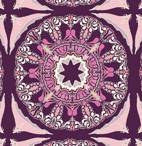 Lilliput Fields Suzani by Tina Givens in Violet - 1 yard - SALE