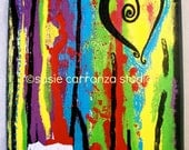 Original 8" X 10" Canvas Art - "love remains" by Susie Carranza.  Acrylic paints on canvas. Susie Carranza Studio.
