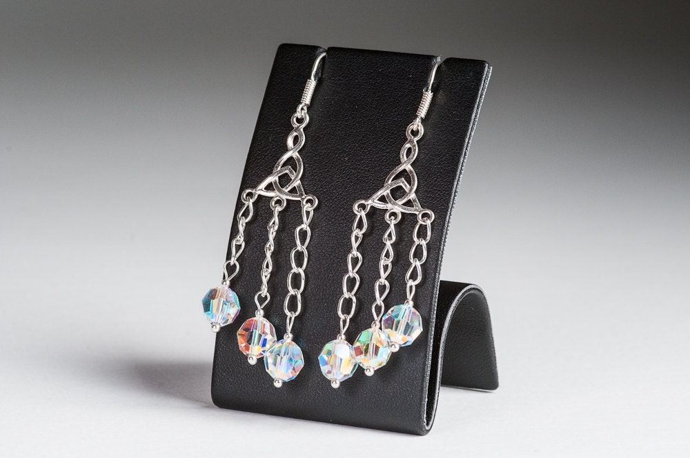 Swarovski Chandelier Earrings / Beadwork Bridal Earrings Winter Wedding Jewelry