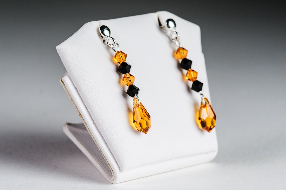 Autumn Black Orange Earrings Halloween Fashion Swarovski Jewelry