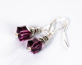 Small Purple Earrings Square Swarovski Crystal Autumn Jewelry Fashion