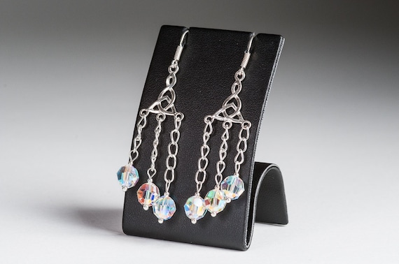 Swarovski Chandelier Earrings / Beadwork Bridal Earrings Winter Wedding Jewelry