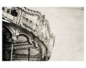 carnival carousel haunted black and white photo print - whimsical fine art photography, abandoned, spooky - 10x8