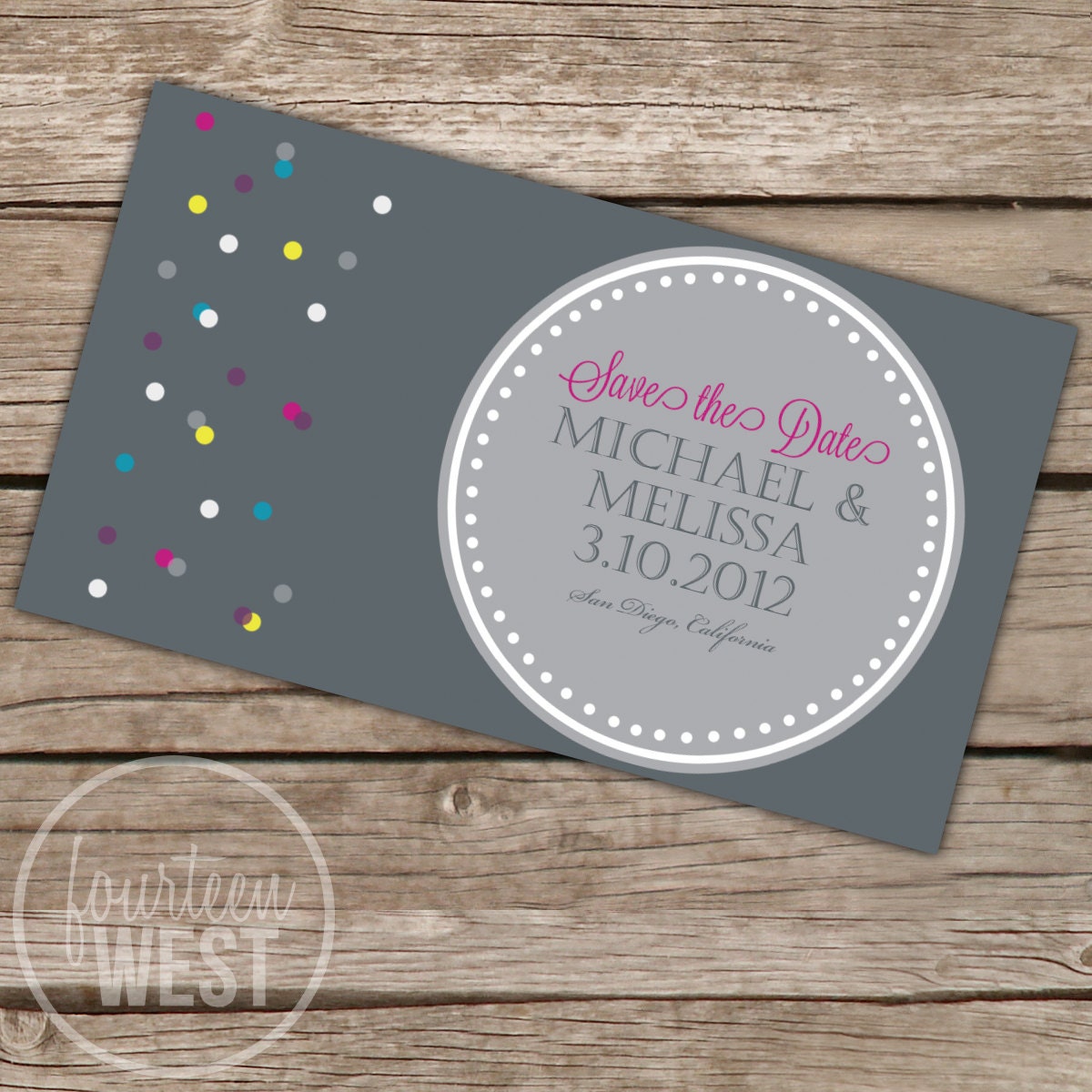 Colorful Save the Date Card (Printable Digital File) Il_570xn