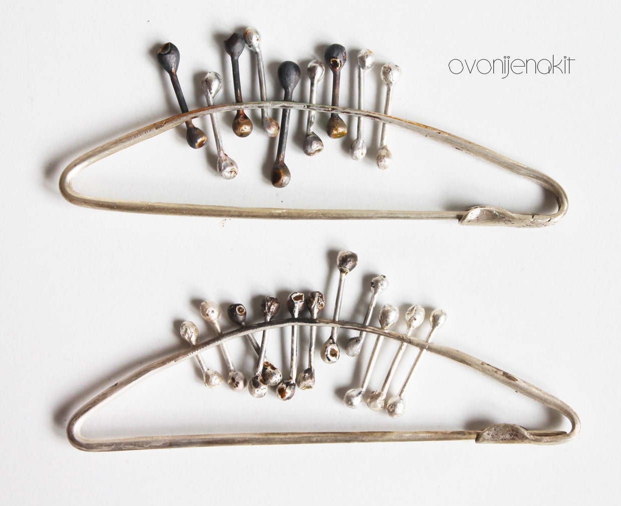 Handmade contemporary jewelry - silver sweater pin. Sterling silver pin - raw cool modern.
