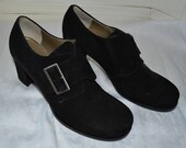 Mint Vintage Yves Saint Laurent Black Suede Shoes sz 9 . Buckle detail maybe 8.5