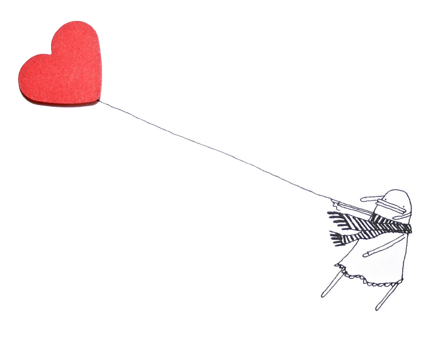 Unique Mother's Day Card, I Love You, Engagement Card, Wedding Invitation, Red Heart, Windy Day Poosac, Love Heart Balloon