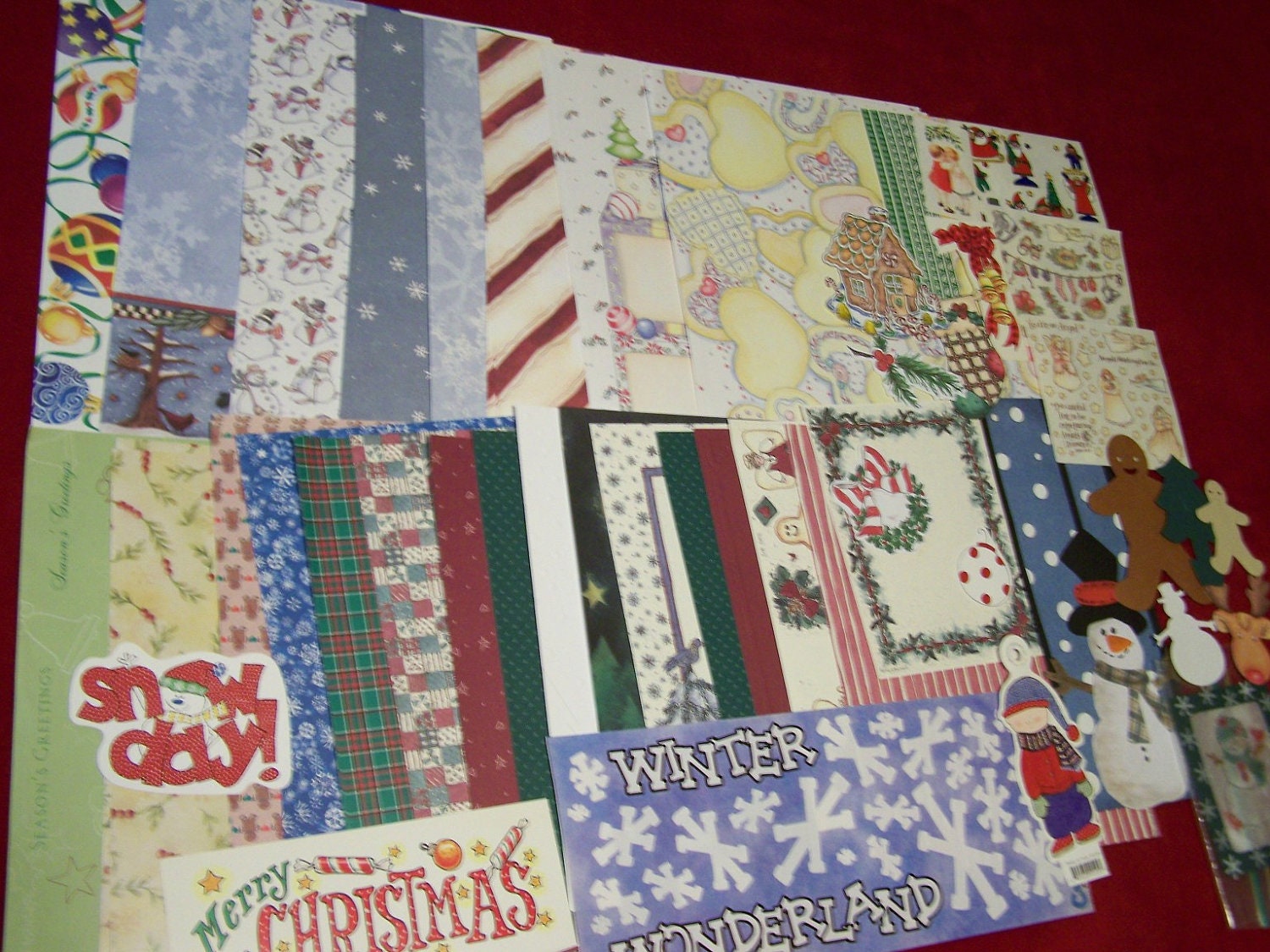 Christmas Scrapbooking Kit, Scrapbooking, Large Scrapbook Kit, Holiday Page Kit, Scrapbook Supplies, Embellishments, Die Cuts, Treasury Item