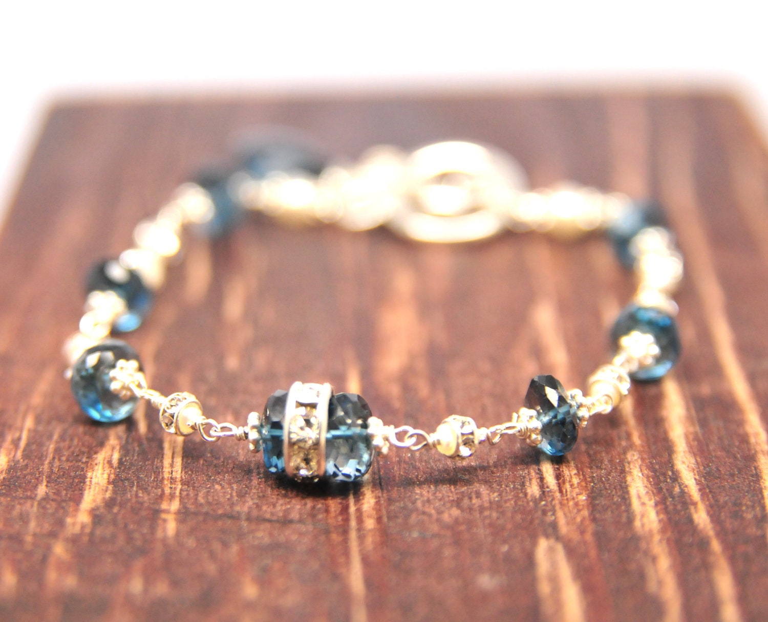 Blue Topaz Gemstone Bracelet, Bridal Bracelet, Gemstone Topaz Bracelet, Gifts for Her, Gifts for Her