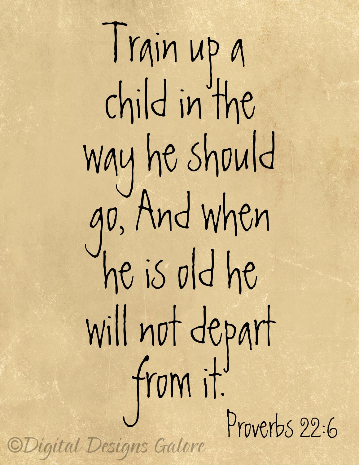 8x10 Digital Art Print - Train up a child in the way he should go - Nursery Baby Toddler Room Wall Art Shower Gift