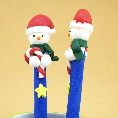 New Cute Fimo Polymer Clay Winter Christmas Snowman Candy Cane Star