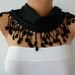 Women Pashmina  Scarf  - Cotton Scarf - - Cowl with Lace  Edge - Black - fatwoman