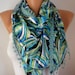 Rainbow Women Scarf - Cowl with Lace - Multicolor - Green Blue