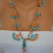 FREE SHIPPING - Crocheted Necklace oya flower with semiprecious stones - Flower