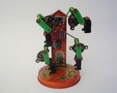 Vintage Bears Carousel Tin Toy Working