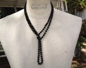 Victorian jet glass long Bead Necklace