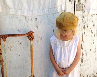 vintage light brown walnut tan leather newsboy cap hat halloween costume boho child boy girl fall colors winter