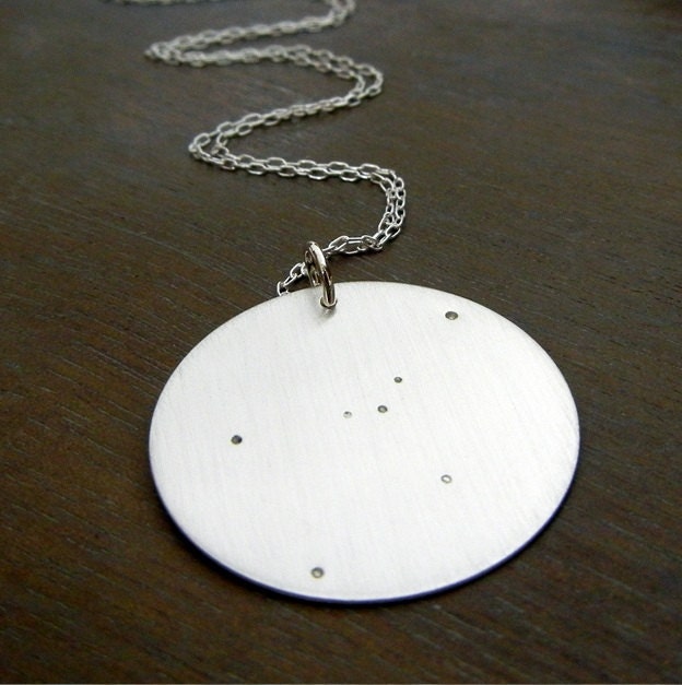 Constellation Necklace - Sterling Silver Star Constellation Necklace, Brushed, Hand Stamped by E. Ria Designs