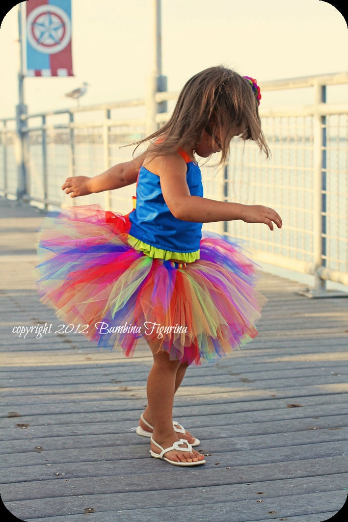 Bright Rainbow Birthday Circus theme Set -Tutu,corset top, headband - 1st, 2nd ,3rd birthday,Photo Prop Custom size made to order