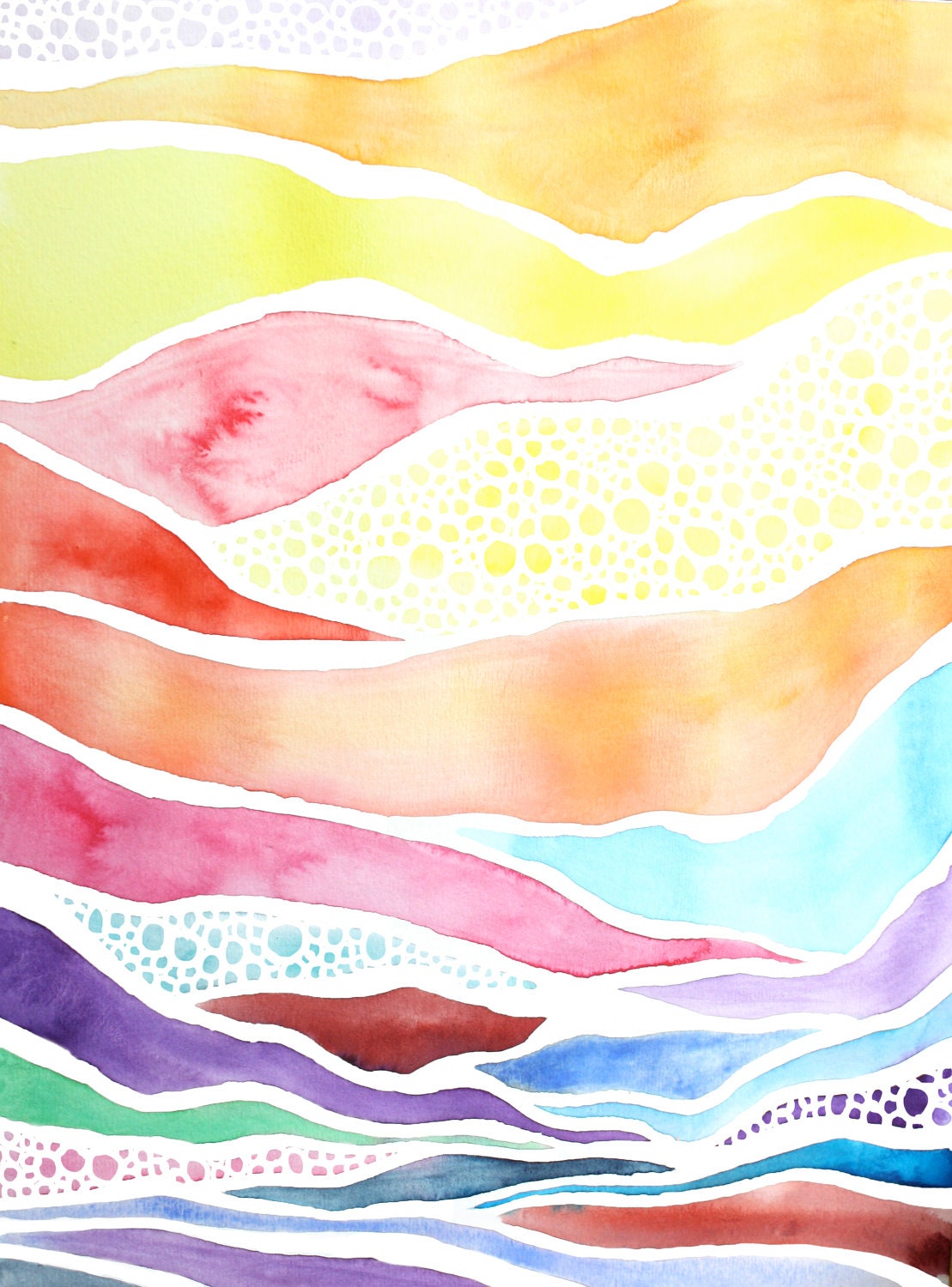 TUESDAY MORNING abstract watercolor art print in sunrise colors