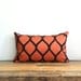 Aya lumbar pillow cover hand printed in metallic copper on brown organic hemp 12x21