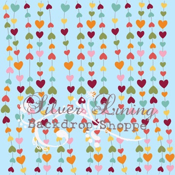 NEW PRICE 4ft x 4ft foot VINYL Photography Backdrop - Heart Strings