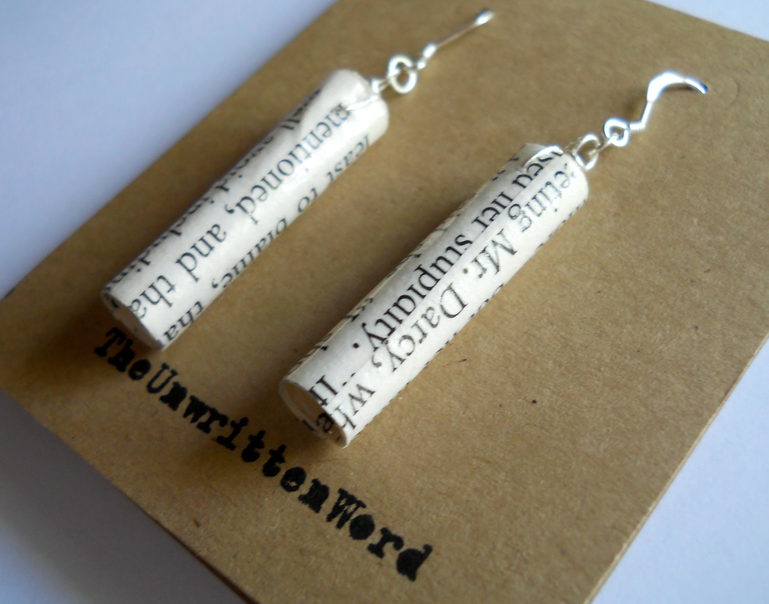 Pride and Prejudice Earrings, book page jewelry