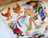 Set of 3 birdseye burp cloths - vintage cow girl