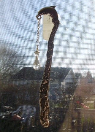 Clear Crystal Angel beaded Dolphin and fish Book Mark 6" Long