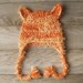 Soft 'n Furry Orange Tabby Kitty Cat Hat with Earflaps & Braids - 0-3 / 3-6 / 6-12 month sizes