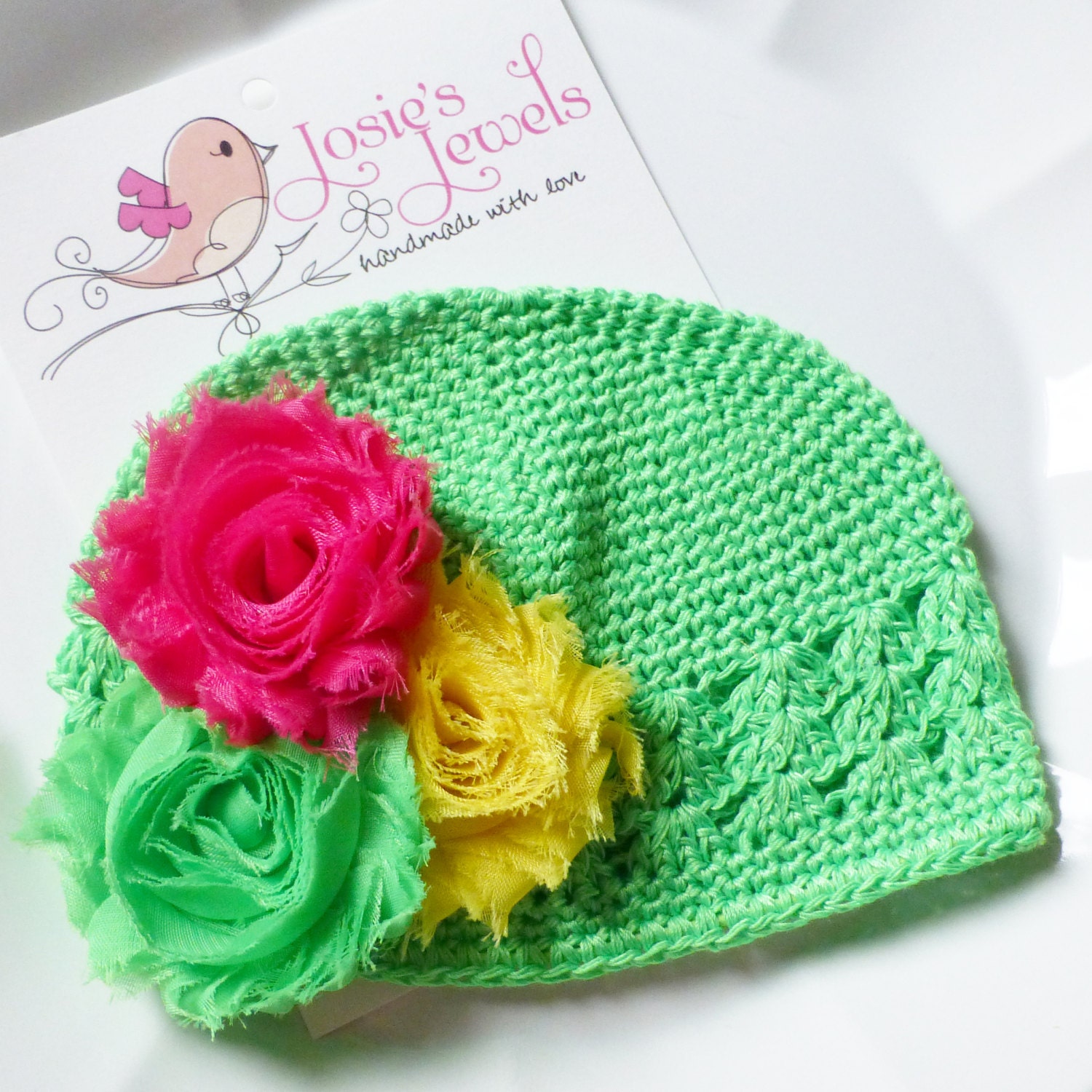 Green Apple SUMMER SHABBY CHIC Newborn Infant Girls Beanie