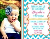Chevron & Polka Dots Birthday Invitation