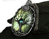 On Hold Labradorite tree of life pendant, Natural Apatite and 925 sterling silver