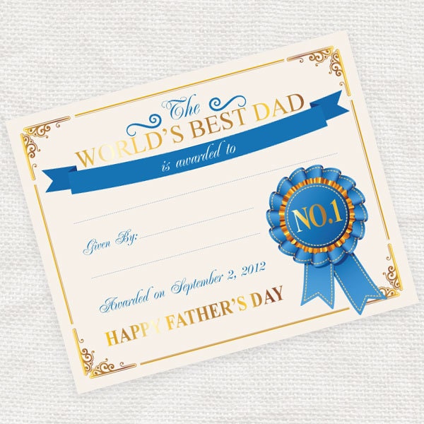 worlds best dad certificate for fathers day - printable file