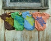 Naturally-Dyed Organic Cotton Baby Onesie - Painted Turtle - Various Color Options