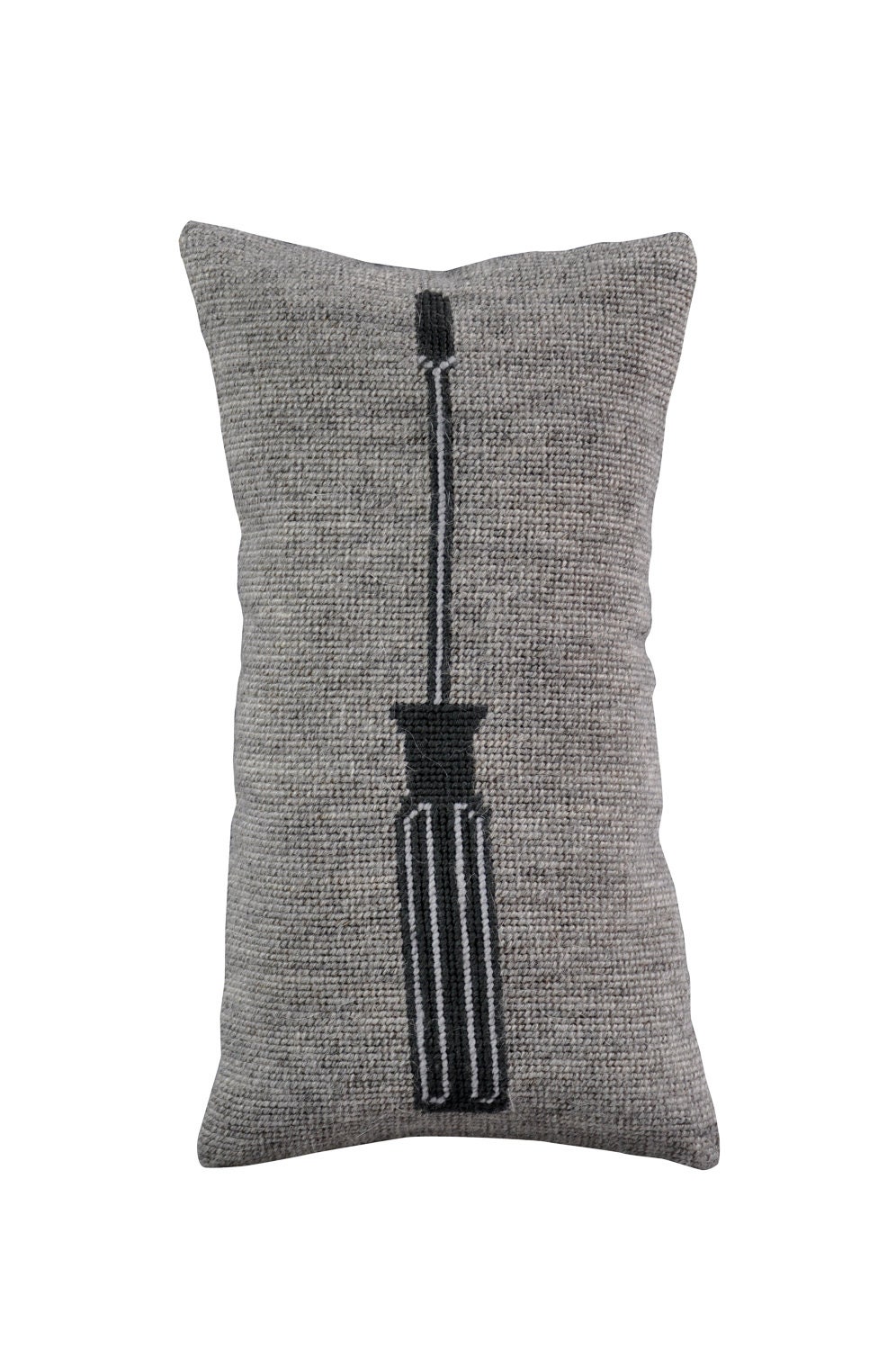 Screwdriver Pillow / Handmade, needlepoint