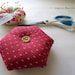 Hexagonal Pincushion - Vintage Red Fabric
