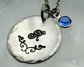Personalized  Necklace - Hand Stamped Jewelry - Personalized Jewelry - Initial Necklace Monogram Birthstone for her
