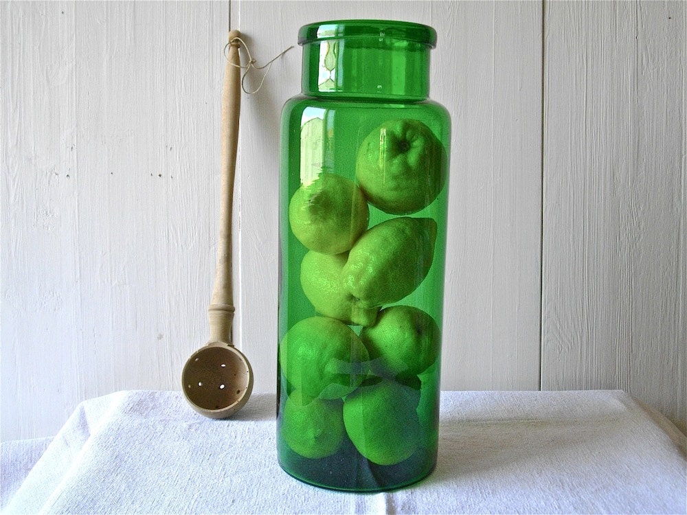 French antique glass big jar from provence