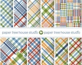 Digital Papers - Madras and Plaid Prints - Ten Print Ready Files - ID 1067