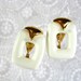Vintage Lucite Earrings, MOD White Geometric Squares, Clip-ons, Designer MONET, 1950s 1960s Mad Men Jewelry