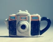 Whimsical camera decor- hipster, retro,camera tea pot, geekery, dreamy, teal,  8x8 print, fine art photography, still life