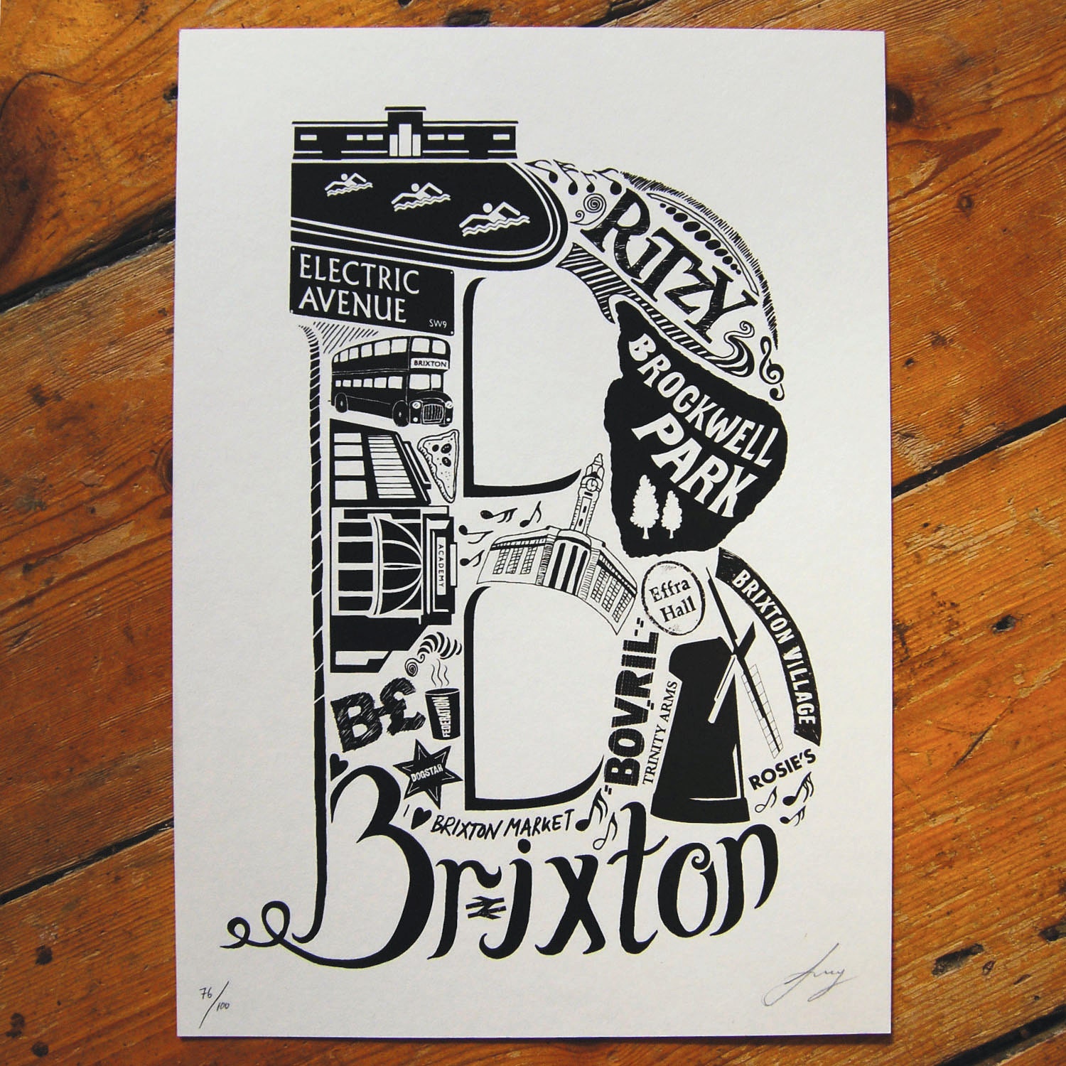 Best of Brixton limited edition screenprint // London Letters series