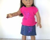 Hand Decorated and Embellished Tee and Skirt for American Gil, Bitty Baby and Similar Dolls